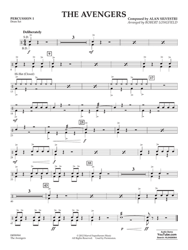 The Avengers (arr. Robert Longfield) - Percussion 1