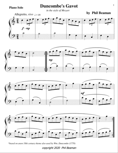 Duncombe's Gavot-piano solo