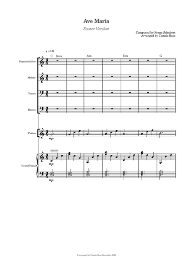 Ave Maria Easter Version SATB violin or flute or cello and piano