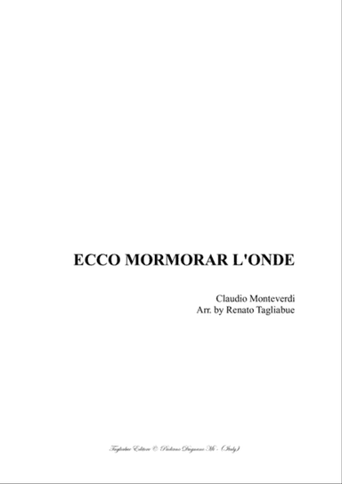 ECCO MORMORAR L'ONDE - C, Monteverdi - For SSTTB Choir (in F)