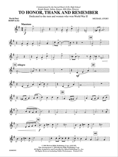 To Honor, Thank and Remember: WP 1st Horn in E-flat