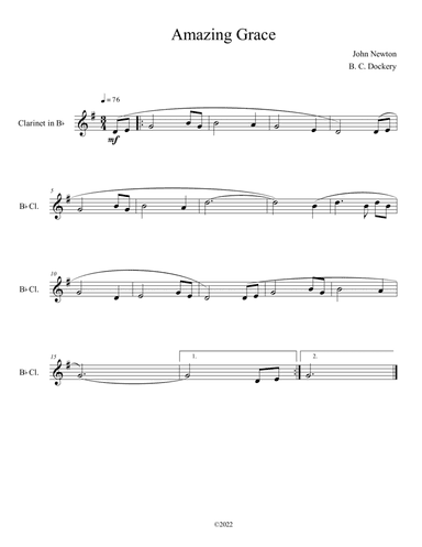 Amazing Grace (Solo Clarinet)