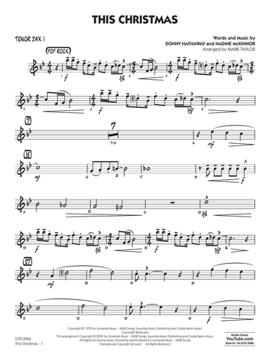 This Christmas (Key: Ab) (arr. Mark Taylor) - Tenor Sax 1