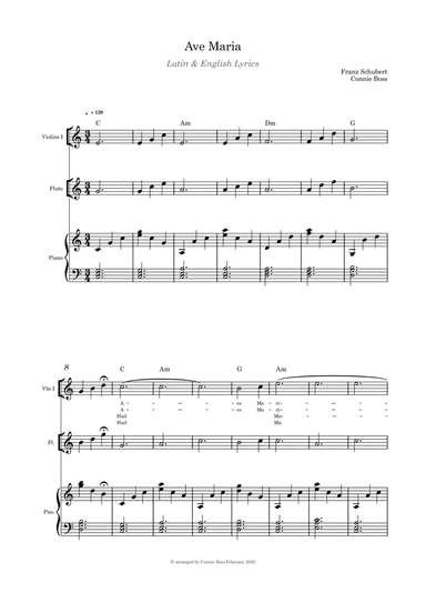 Ave Maria - Flute and Violin duet and Piano