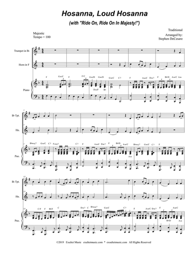 Hosanna, Loud Hosanna (with "Ride On In Majesty!") (Duet for Bb-Trumpet & French Horn - Piano)