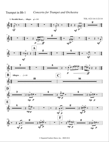 Concerto for Trumpet and Orchestra (2011) Trumpet part 1