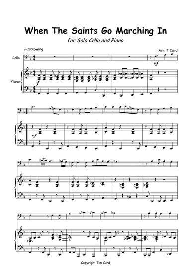 When The Saints Go Marching In for Solo Cello and Piano