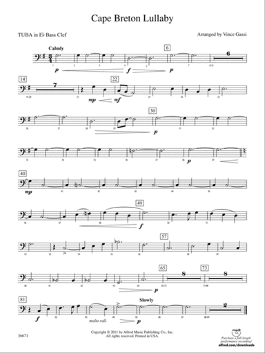 Cape Breton Lullaby: (wp) E-flat Tuba B.C.
