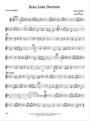 Echo Lake Overture: 1st B-flat Clarinet