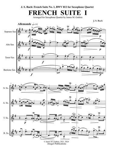 Bach: The Six French Suites Complete for Saxophone Quartet