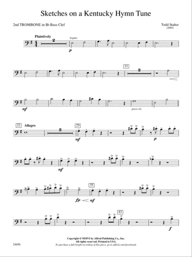 Sketches on a Kentucky Hymn Tune: (wp) 2nd B-flat Trombone B.C.