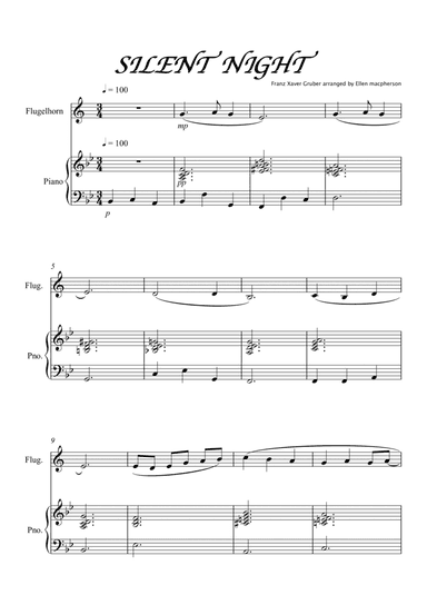 Silent Night for Flugelhorn and Piano