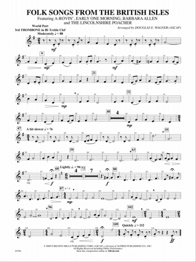 Folk Songs from the British Isles: (wp) 3rd B-flat Trombone T.C.
