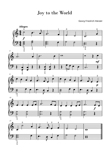 Joy to the World (Easy Piano Solo)