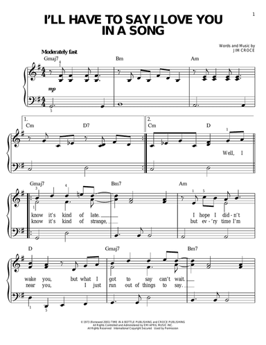 I'll Have To Say I Love You In A Song