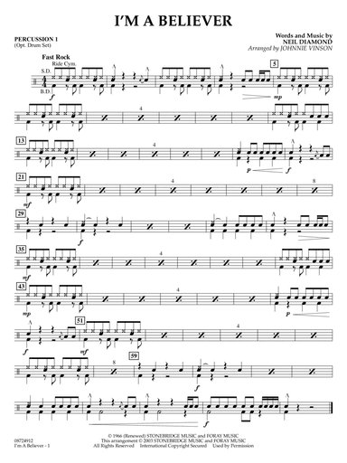 I'm a Believer (arr. Johnnie Vinson) - Percussion 1