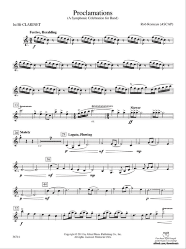 Proclamations: 1st B-flat Clarinet