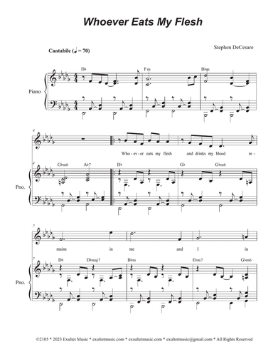 Whoever Eats My Flesh (Unison choir - High Key)