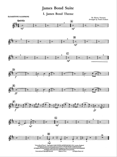 James Bond Suite (Medley): E-flat Baritone Saxophone