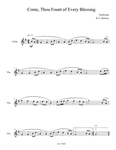 Come, Thou Fount of Every Blessing (Violin Solo)