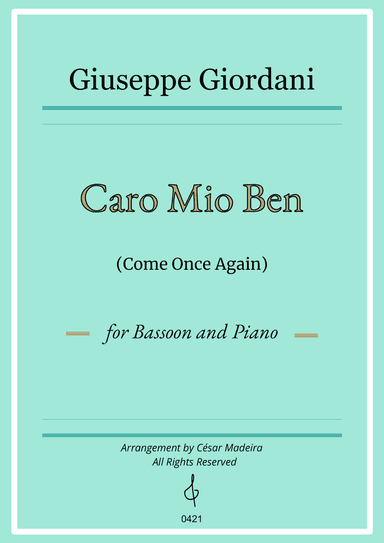 Caro Mio Ben (Come Once Again) - Bassoon and Piano (Full Score and Parts)