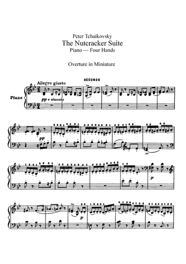 Tchaikowsky from The Nutcracker Suite, for piano duet(1 piano, 4 hands), PT801