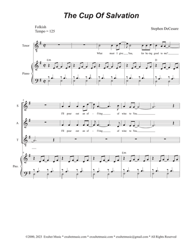 The Cup Of Salvation (Vocal Quartet - (SATB)