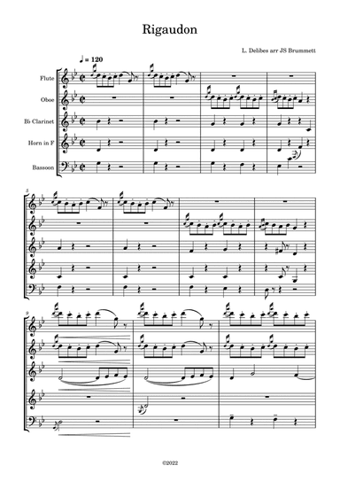 Rigaudon by Delibes for wind quintet
