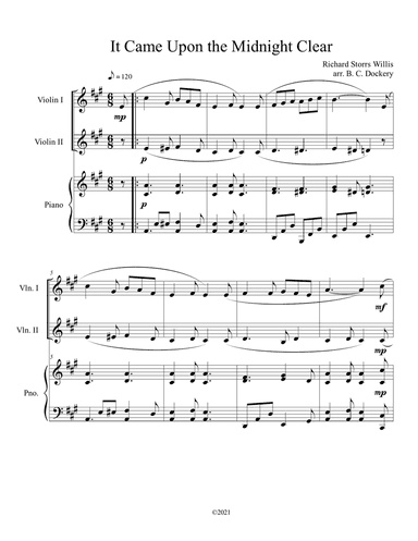 It Came Upon the Midnight Clear (Violin Duet with Piano Accompaniment)
