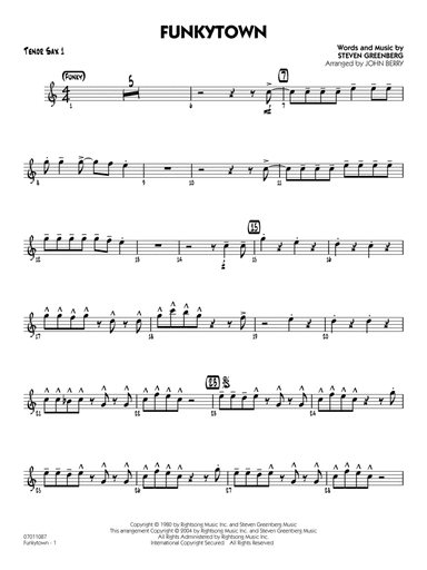 Funkytown (arr. John Berry) - Tenor Sax 1
