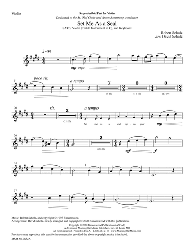Set Me as a Seal (Violin Part)