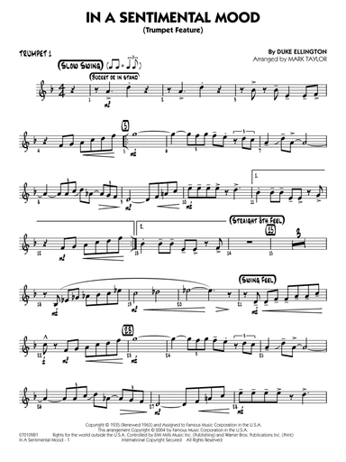 In a Sentimental Mood (arr. Mark Taylor) - Trumpet 1