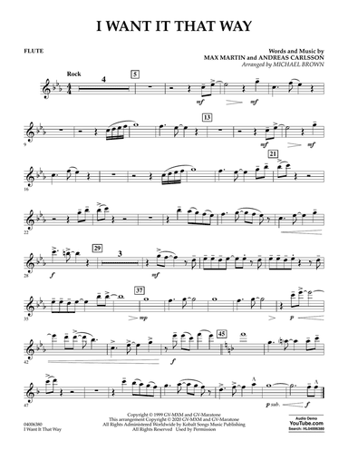 I Want It That Way (arr. Michael Brown) - Flute