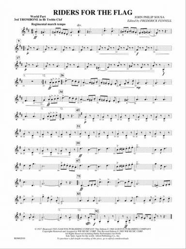 Riders for the Flag: (wp) 3rd B-flat Trombone T.C.