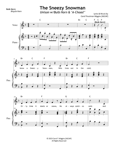 The Sneezy Snowman (Unison w/Bulb Horn & "A-Choos!")