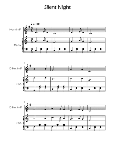 Silent Night - French Horn Solo w/ Piano