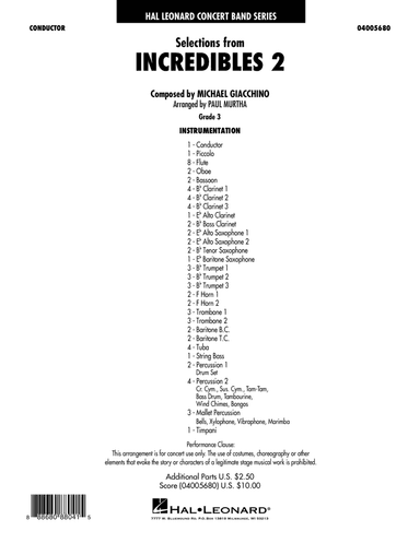 Selections from Incredibles 2 (arr. Paul Murtha) - Conductor Score (Full Score)