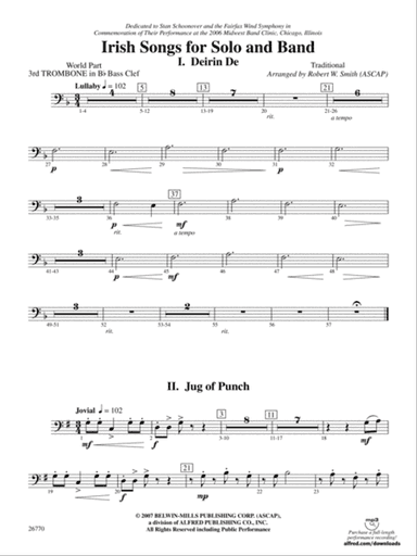 Irish Songs: (wp) 3rd B-flat Trombone B.C.