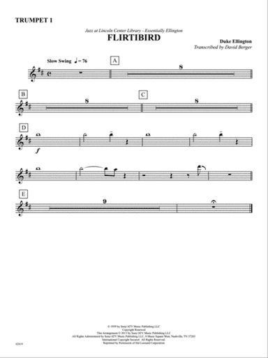 Flirtbird (from Anatomy of a Murder): 1st B-flat Trumpet