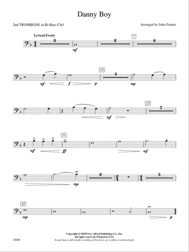 Danny Boy: (wp) 2nd B-flat Trombone B.C.