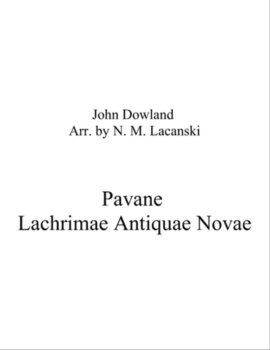 Pavane Lachrimae Antique Novae