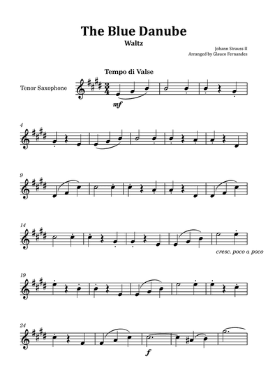 The Blue Danube - Tenor Saxophone Solo