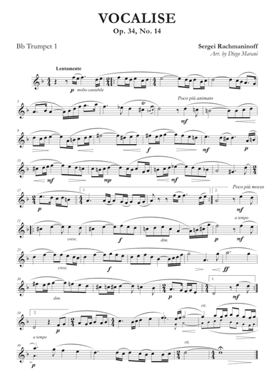 Vocalise for Brass Quartet