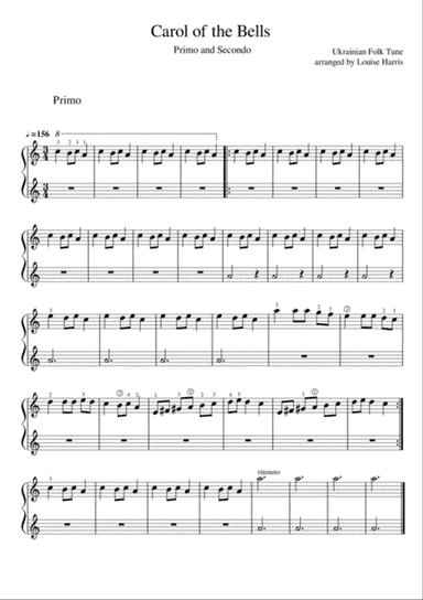 Carol of the Bells Very Easy Piano Duet.