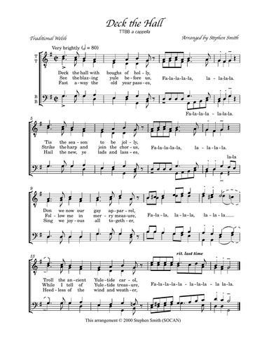 Deck the Hall (TTBB a cappella)
