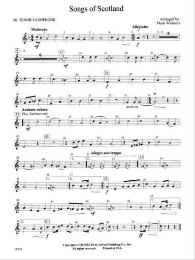 Songs of Scotland: B-flat Tenor Saxophone