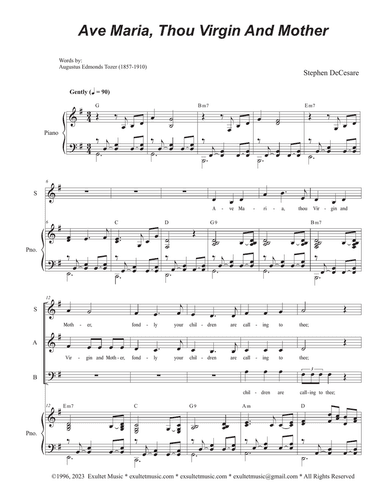 Ave Maria, Thou Virgin And Mother (Vocal Trio - (SAB)