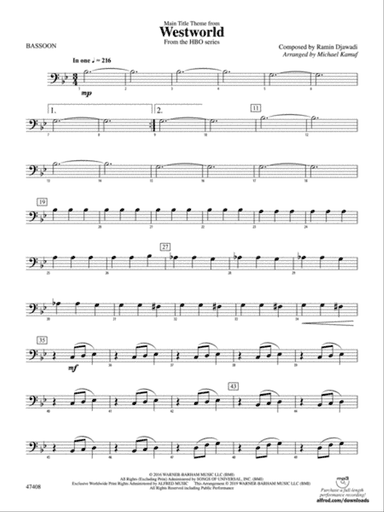 Main Title Theme from Westworld: Bassoon