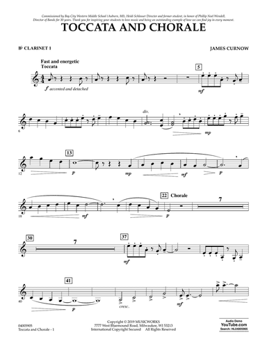 Toccata and Chorale - Bb Clarinet 1