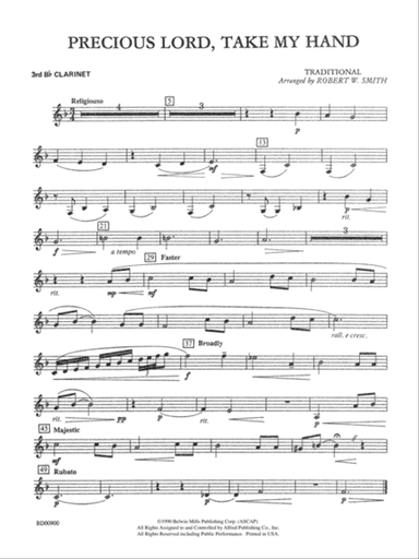 Precious Lord, Take My Hand: 3rd B-flat Clarinet